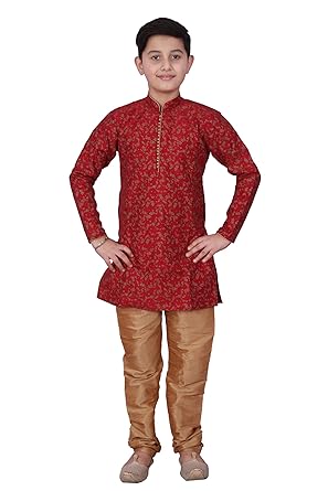 Pro-Ethic Style Developer Ethnic Wear Silk Kurta Pyjama Set for Kids and Boys