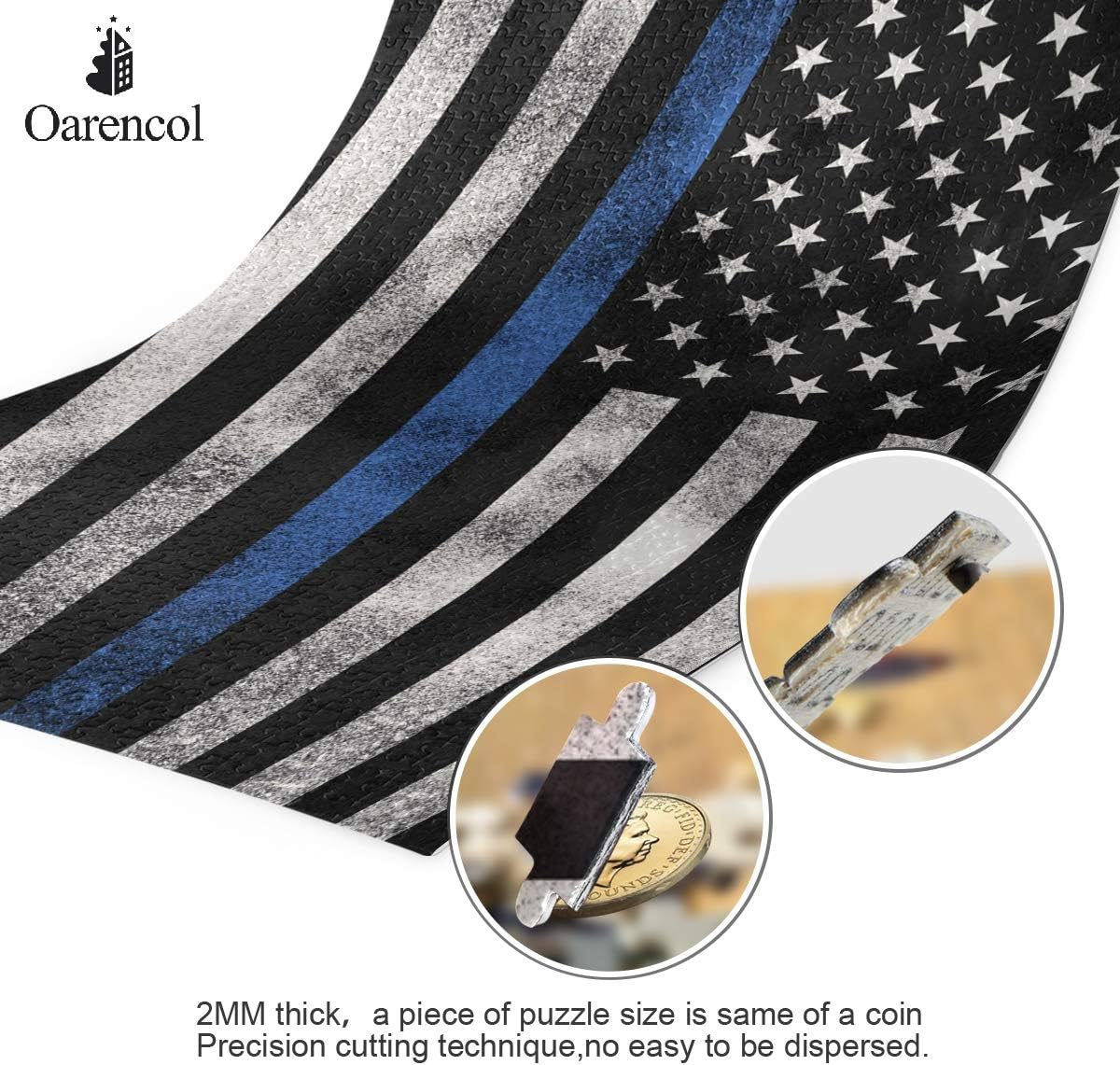 Oarencol Black White and Blue Stripe American Police Flag Jigsaw Puzzle Honoring Law Enforcement Officers 1000 Pieces Puzzles for Adults Kids DIY Gifts : Toys & Games