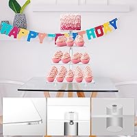 Vista 7 de Jusalpha, soporte de acrílico para pastel, cuadrado y resistente, con 4 niveles, torre para exhibir postres, Transparente