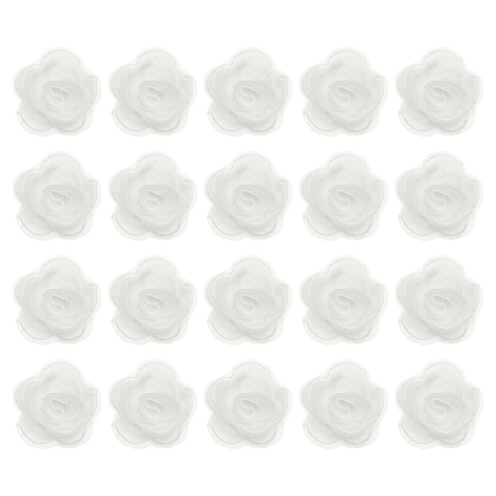 sourcing map 20 Pcs Floral Applique, 3D Flower Lace Applique Sew on Patch Embroidery Floral for Clothes Dresses Hair Ornaments Sewing DIY Craft Decoration, 2.8cm White