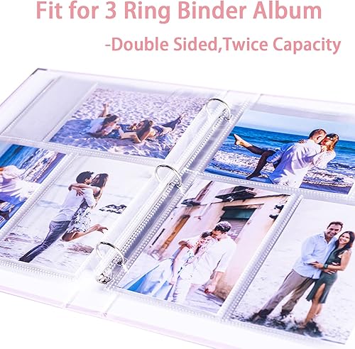 Miniatura 4 de Paquete de 30 páginas de repuesto para álbumes de fotos de 4 x 6 pulgadas para carpeta de 3 anillos, fundas de fotos ultra transparentes con