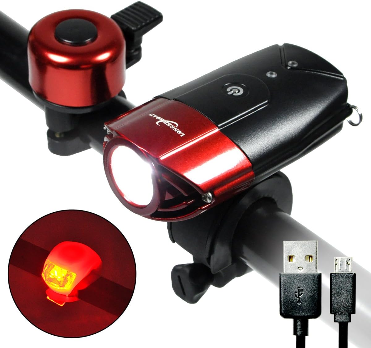 Longer Road USB Rechargeable Bike Light Waterproof Bicycle Headlight