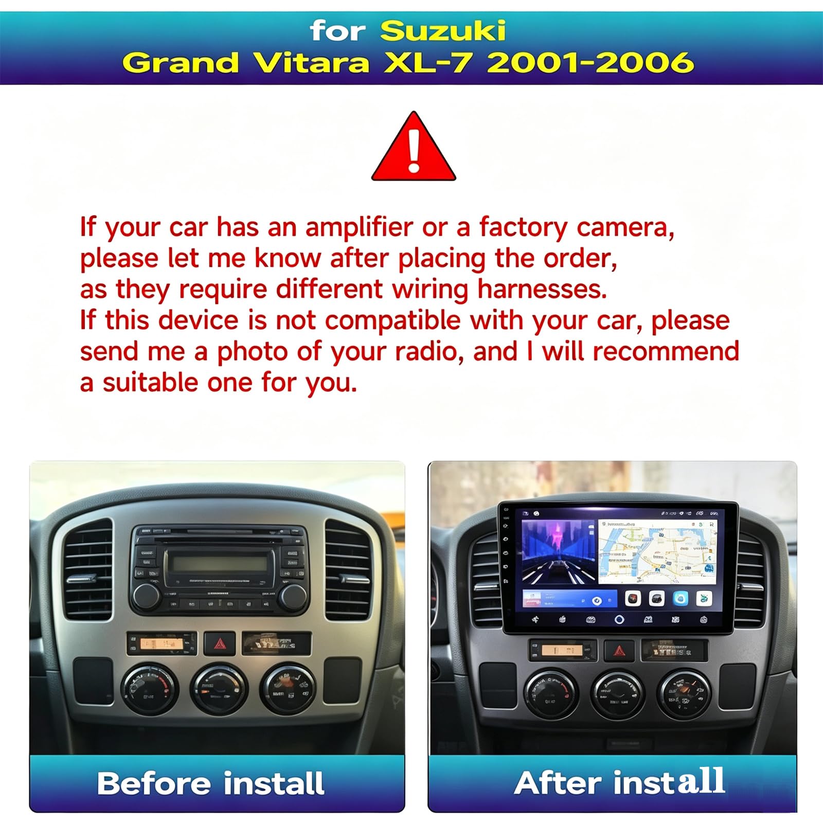 Mise à Niveau stéréo de Voiture pour Suzuki Grand Vitara XL-7 2001-2006 9"