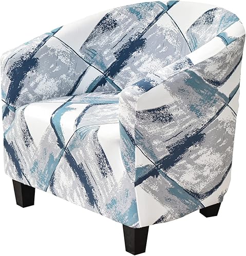 Miniatura 10 de MIFXIN Funda elástica para silla de club, 1 pieza, de elastano suave, extraíble, lavable, protector de muebles para sala de estar, hotel (gris azul)