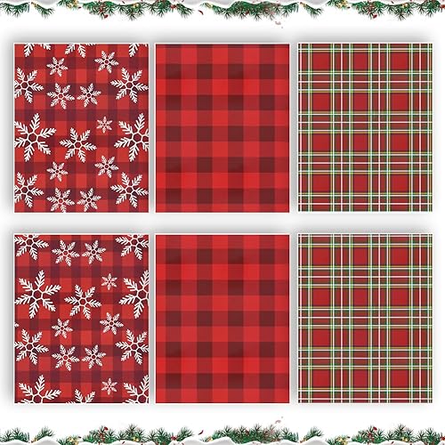 Miniatura 3 de Papel de regalo de Navidad, 6 hojas de papel de regalo plegado de Navidad, papel de regalo de Navidad rojo y verde, copos de nieve, papel de regalo