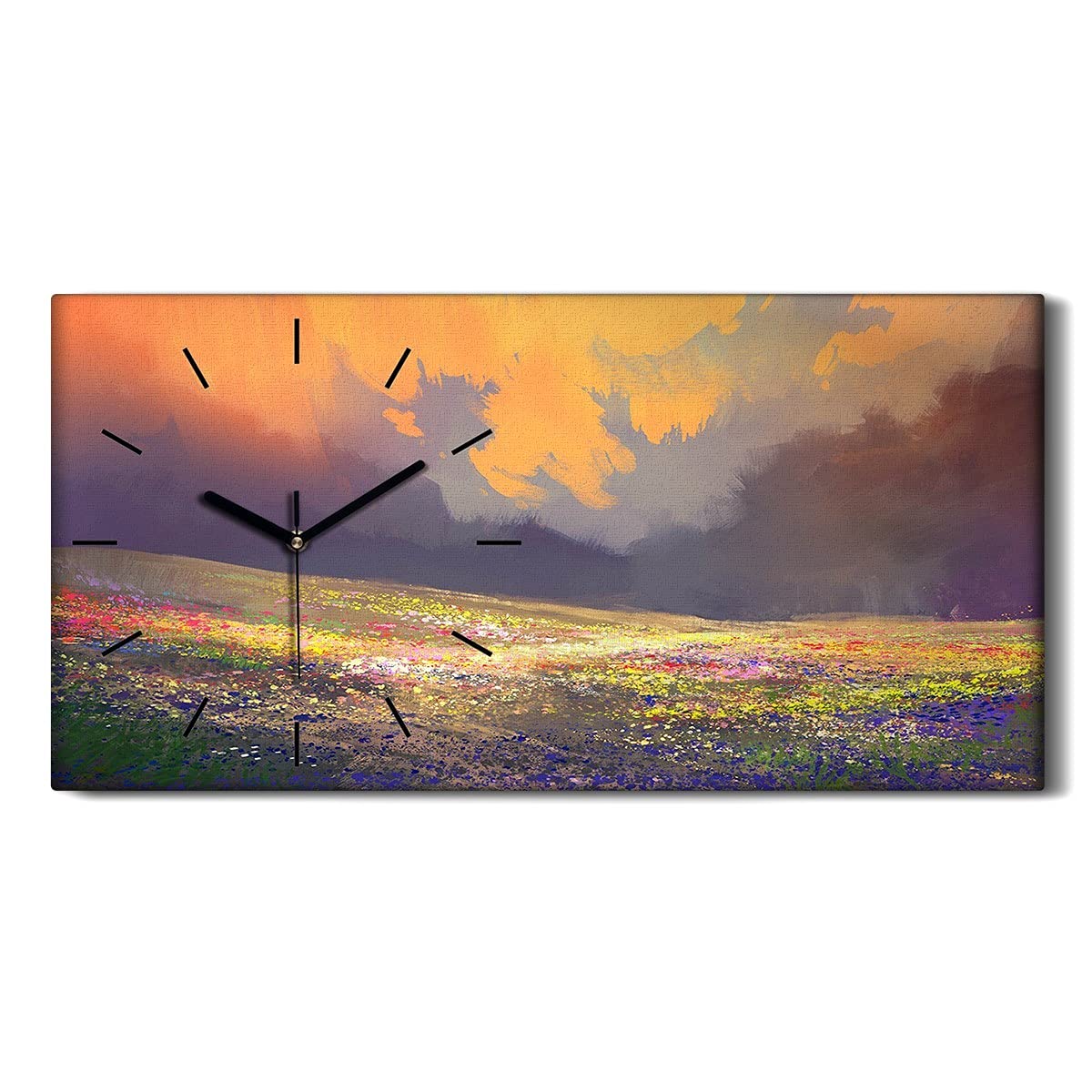 Horloge sur Toile 60x30cm Art Mural Salon Moderne sans Tic Tac