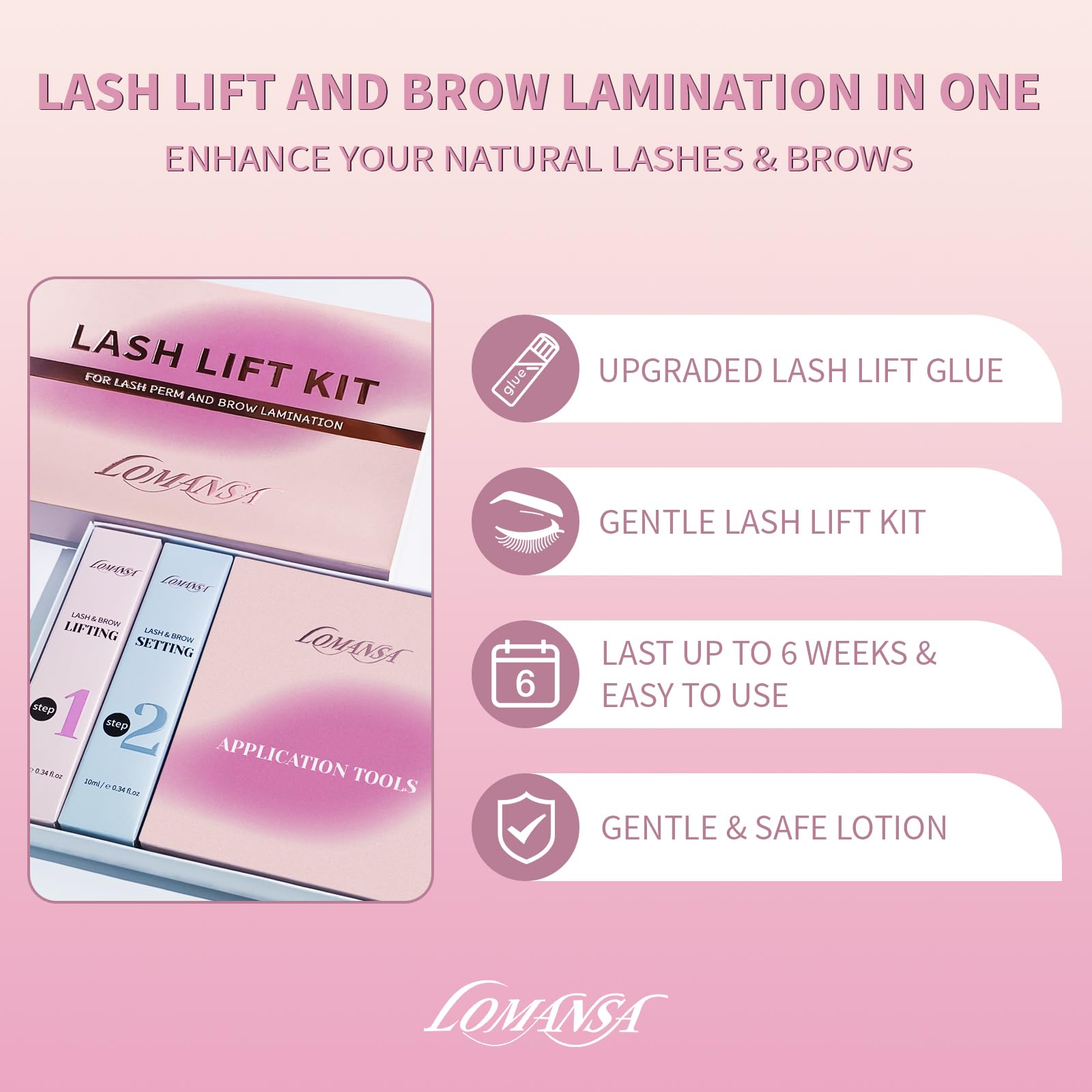 Lomansa Lash Lift Kit, Eyelash Perming Kit, Brow Lamination Kit, Easy Squeeze Tube Design, Beginner Friendly 15 Uses - Image 4