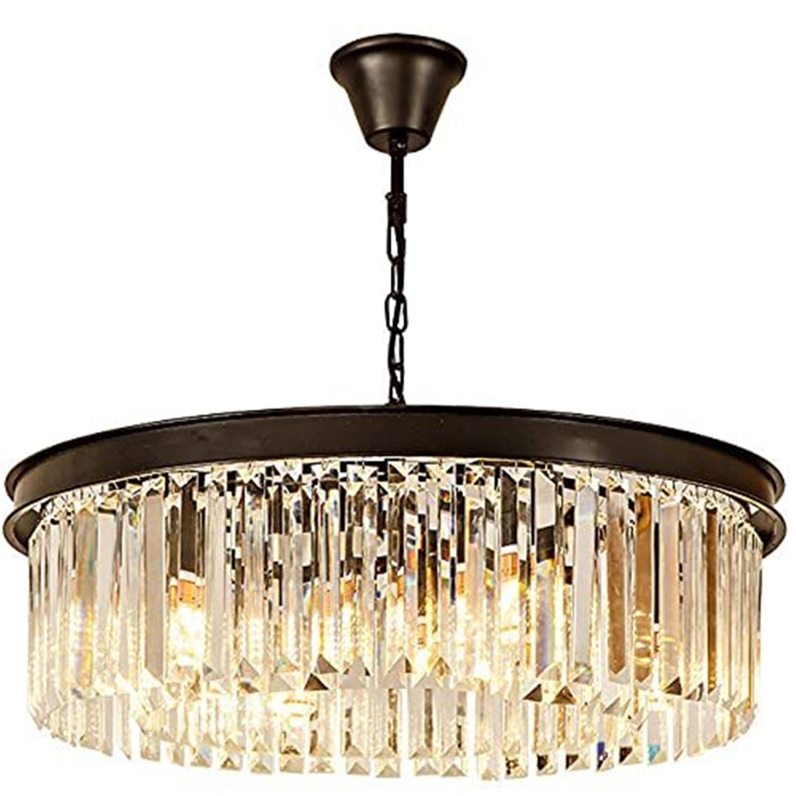 LYMSXAZOU Modern Crystal Chandelier, LED Hanging Light Fixture for Dining Room, Kitchen Island, Bedroom, Adjustable Height Pendant