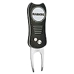 Team Golf NFL Las Vegas Raiders Retractable Divot Tool with Double-Sided Magnetic Ball Marker, Features Patented Single Prong Design, Causes Less Damage to Greens