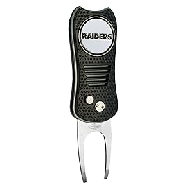 Team Golf NFL Las Vegas Raiders Retractable Divot Tool with Double-Sided Magnetic Ball Marker, Features Patented Single Prong Design, Causes Less Damage to Greens