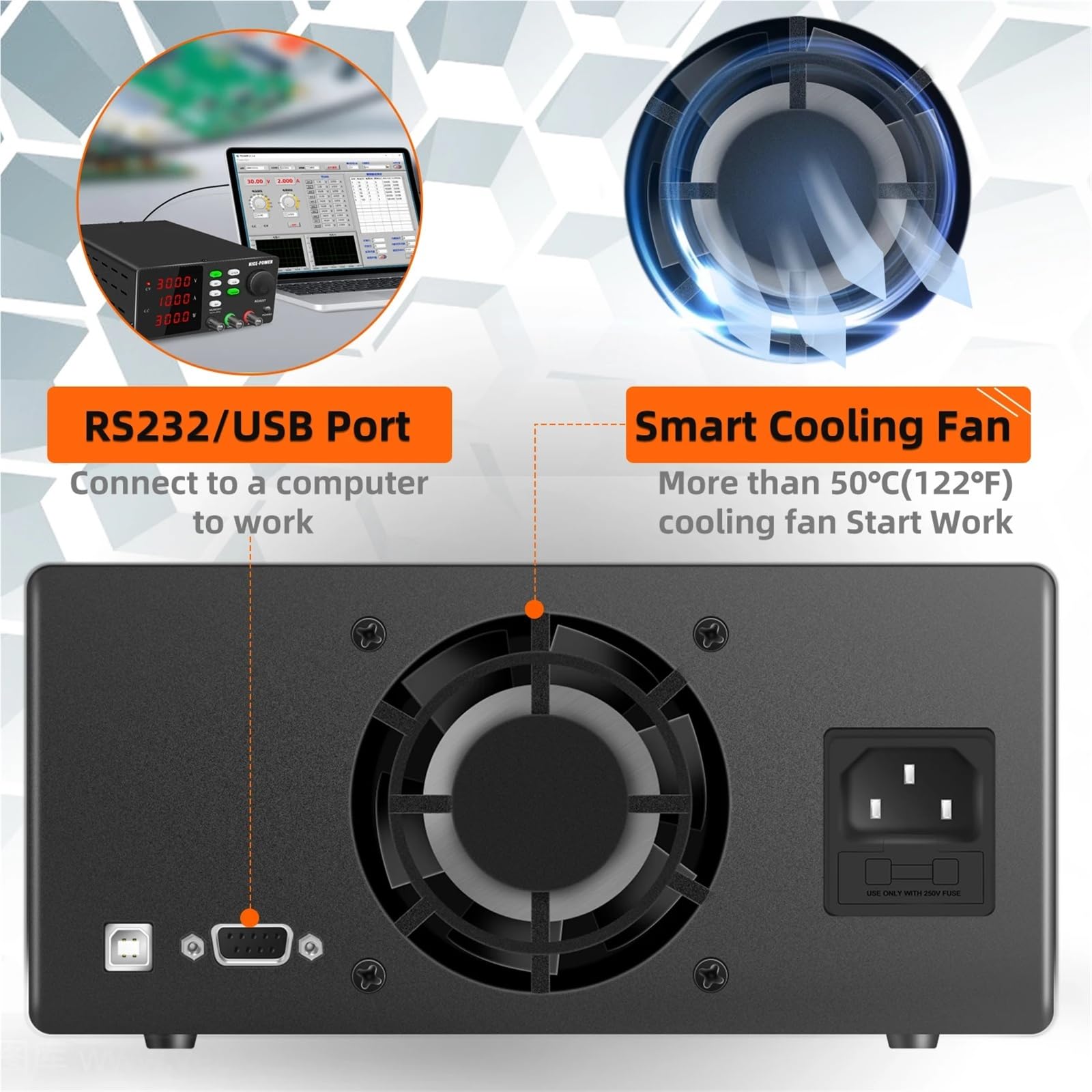 Fuente de alimentación programable CC ajustable Banco trabajo mantenimiento laboratorio Software for PC(RS232-30V10A)