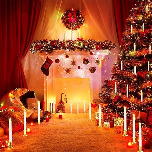 Miniatura 20 de YAUNGEL Velas de ventana, paquete de 8 velas LED de Navidad que funcionan con pilas para ventanas con luces eléctricas remotas con portavelas Base
