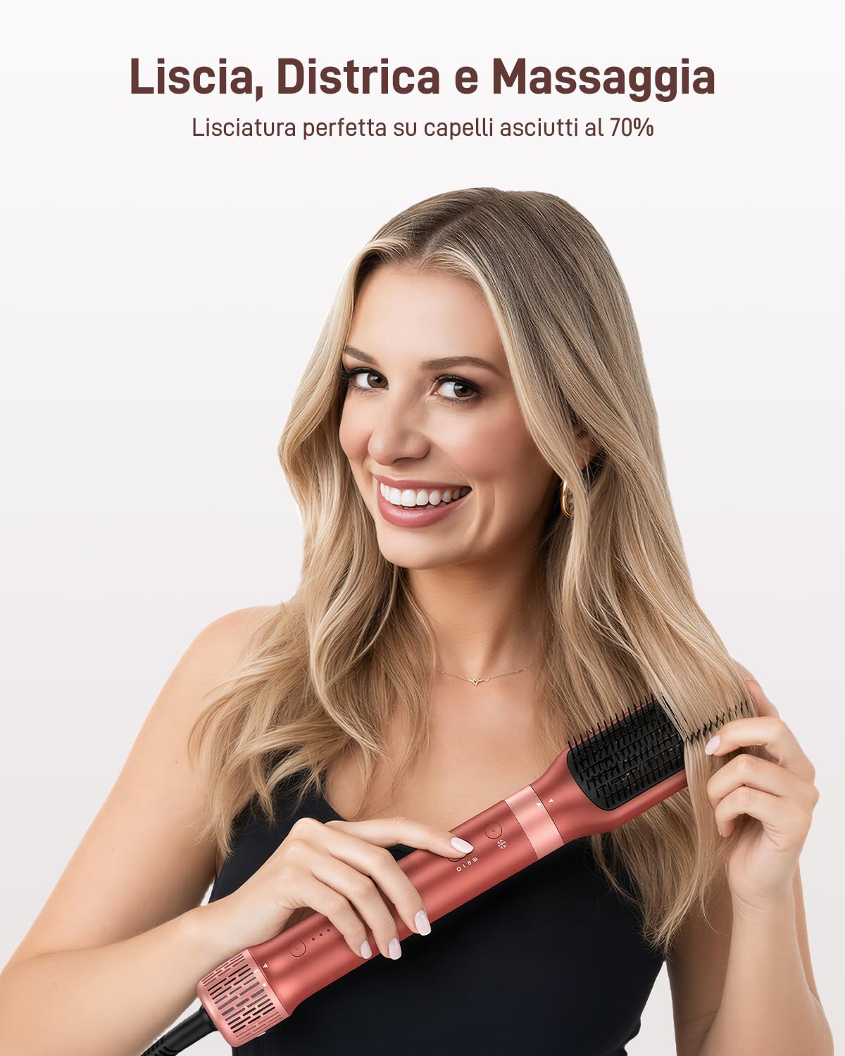 HITTIONA Air Styler 6 in 1 con Borsa Portaoggetti, Spazzola Asciugacapelli Multifunzione, Arricciacapelli Automatico con Effetto Coanda, per Asciugare, Lisciare e Volumizzare, Idea Regalo Donna