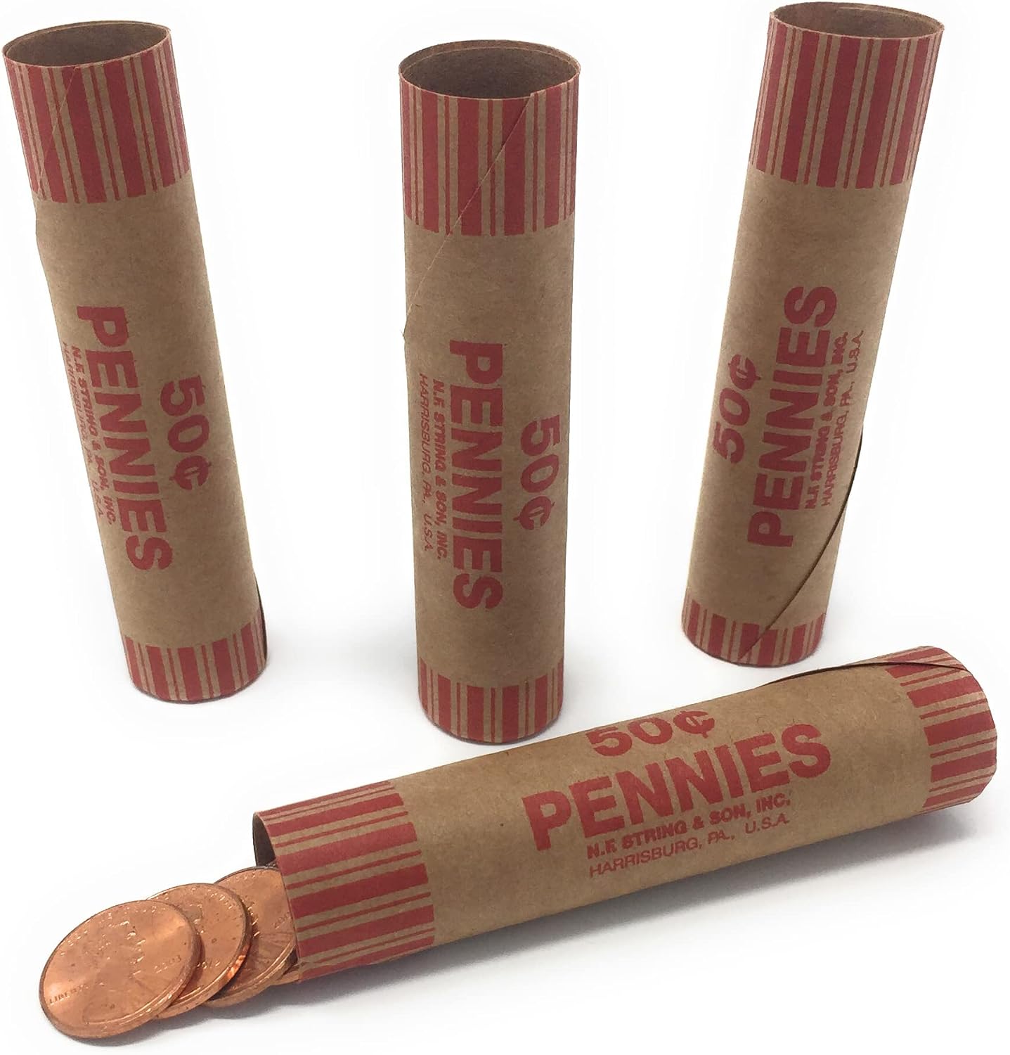 N. F. String & Son Crimped End Preformed Coin Wrappers Bagged 36 Count Pennies