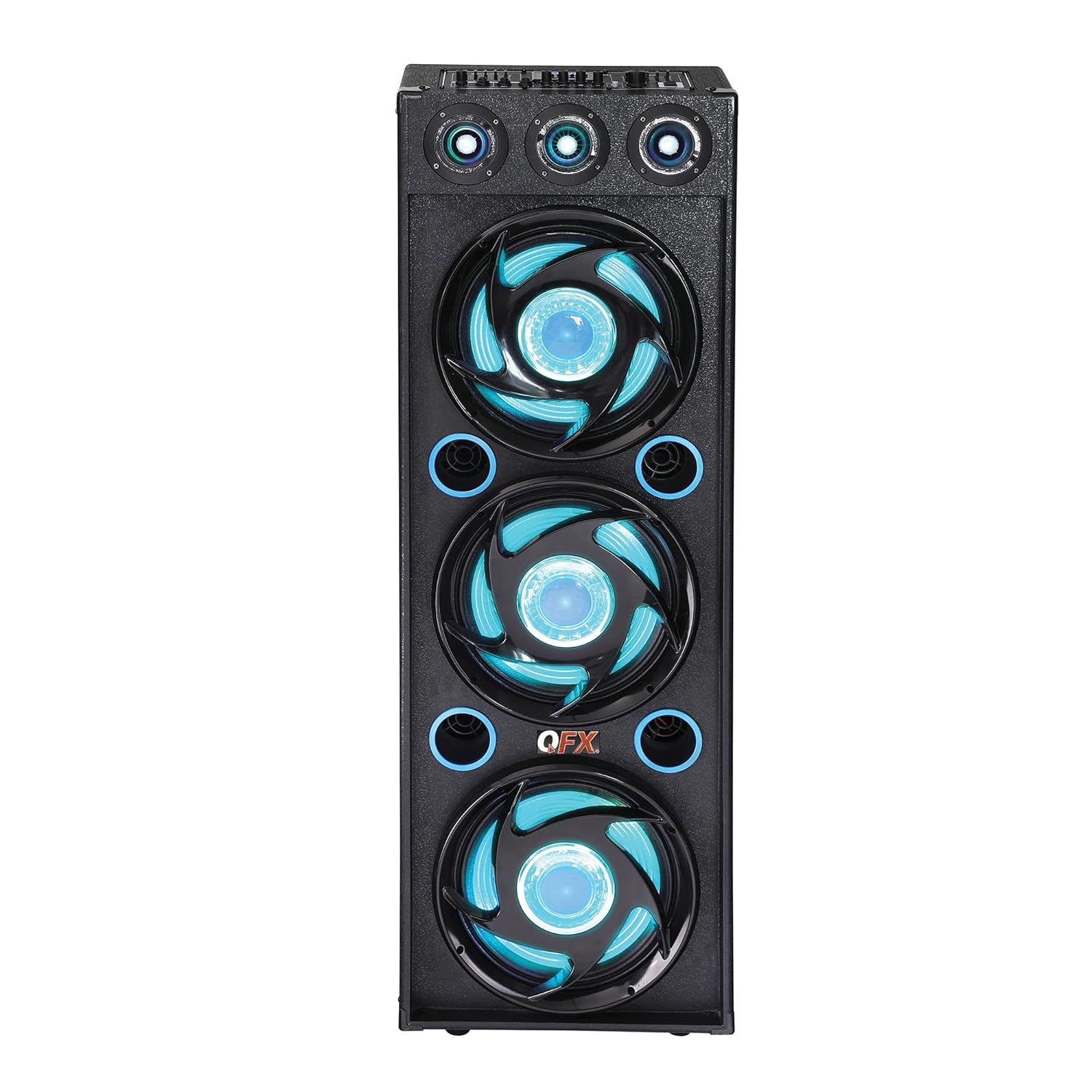 QFX SBX-412300BT TWS Bluetooth Triple 12 Woofer Triple 1 Tweeter Recording High-Performance PA Cabinet Speaker with 10-Band Graphic