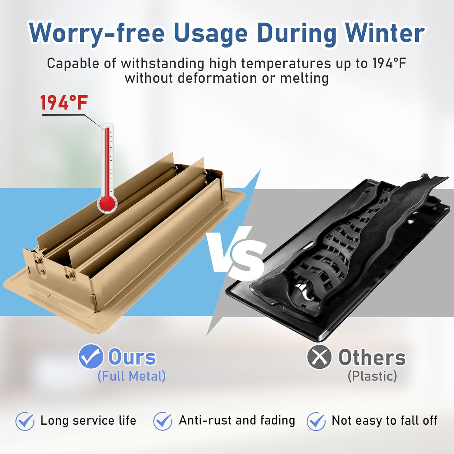 6 Pack Floor Vents Floor Registers 4x10 inch, Heavy Duty Floor Air Vent Covers for Home Floor Sidewall, Rust Proof Finish Registers Grilles & Vents(Brown)