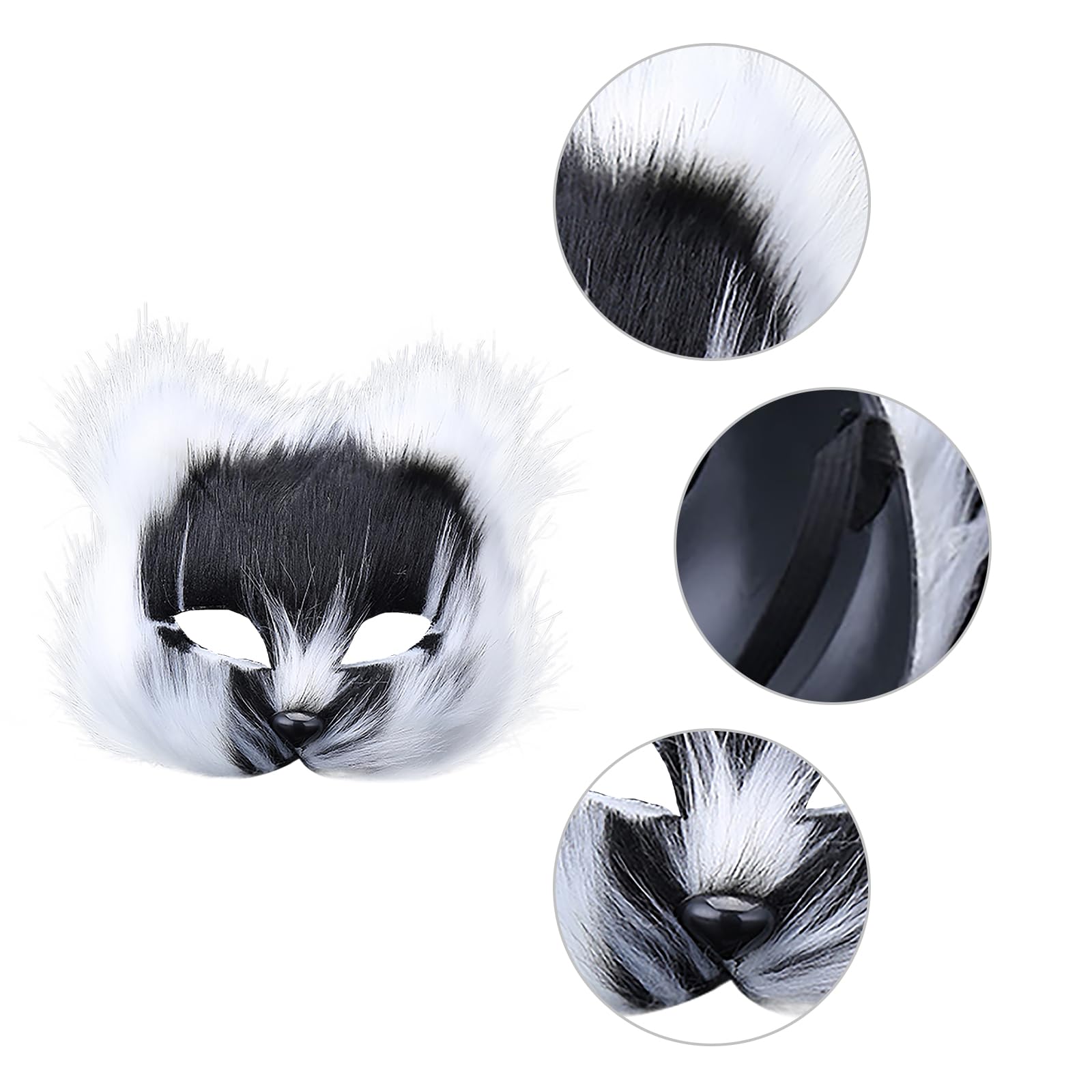 JIAHG Fox Furry Face Mask Animal Fuzzy Half Face Mask Cosplay Mask Halloween Costume Mask Party Fluffy Mask Masquerade Mask Fox Cat Faux Fur Mask - Image 4