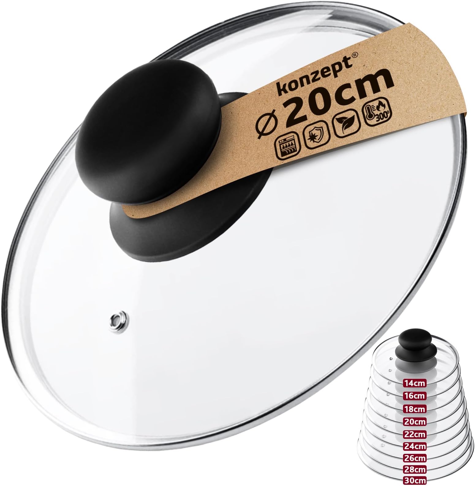 O-ishii Lidmaster Universal Glasdeckel - Passt Für 18, 20, 22cm Töpfe & Pfannen