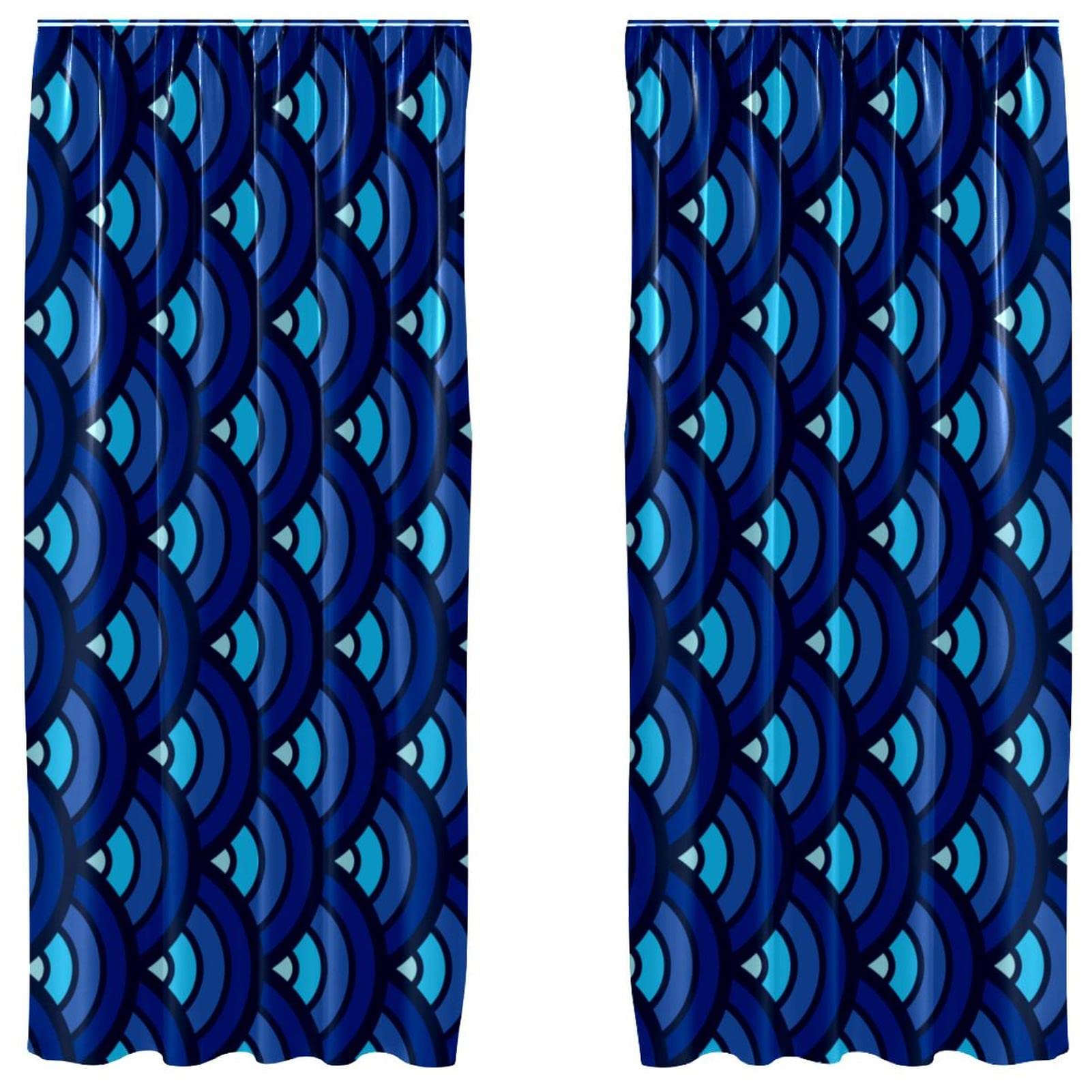 Rideaux occultants bleu motif sirène 140x213 cm pour chambre