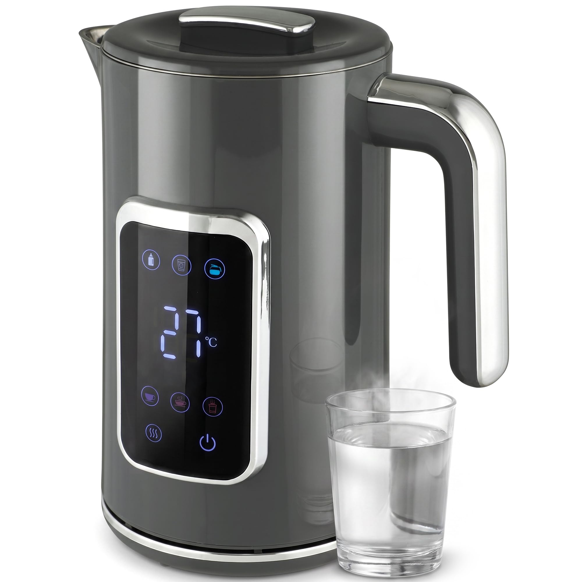 HOMCOM Electric Kettle 1.7L Fast Boil 3000W Adjustable Temperature Grey