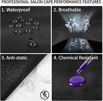 Professional Barber Cape,Short Waterproof Salon Hair Cutting Cape,Hair Dye Salon Cape for Unisex,Makeup Apron for Comb-out Styling Shampoo and More