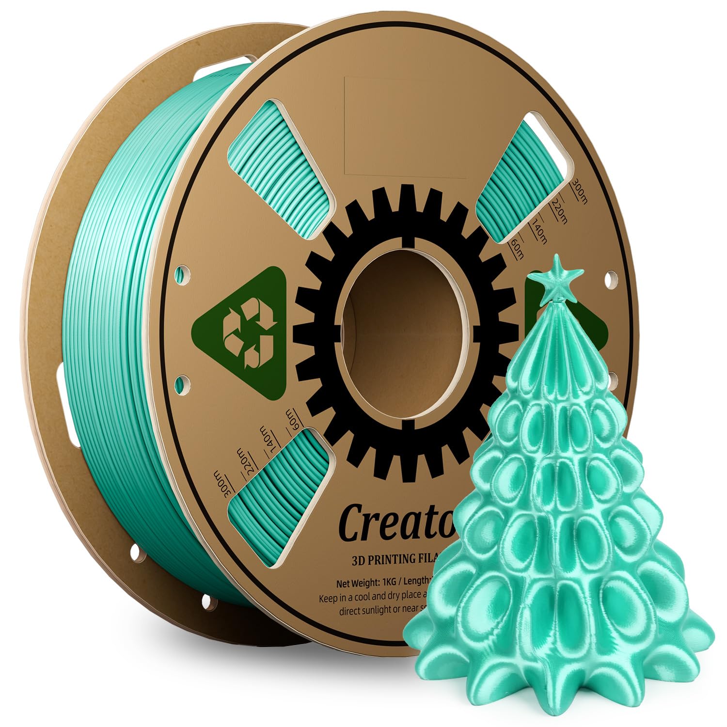 Creator Filamento PLA de seda verde claro de 1.75 mm +/- 0.02 mm, brillante y brillante, textura de seda, filamento de impresión 3D que cambia de color, carrete de 1 kg