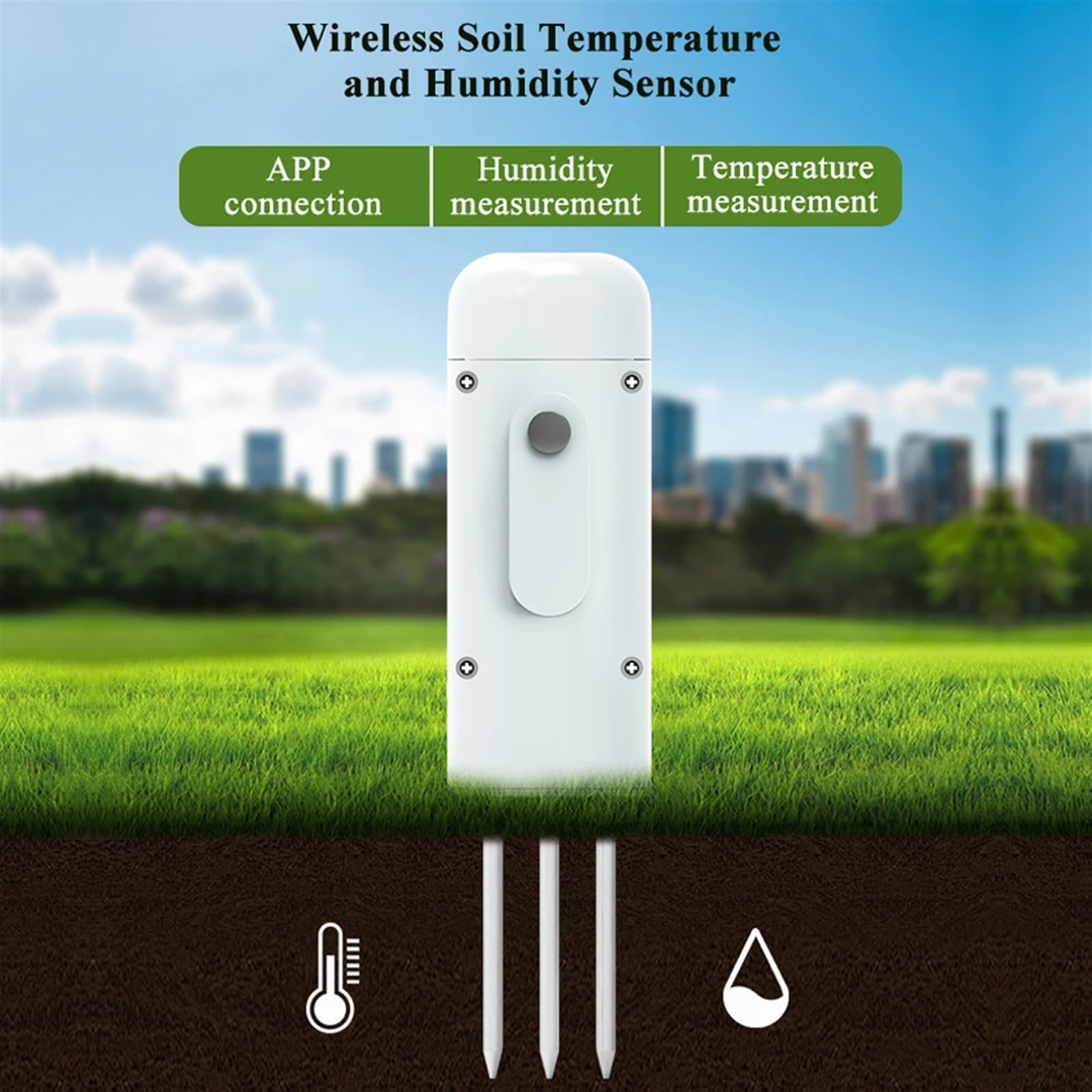 Misuratore di umidità del suolo wireless Tester di umidità della temperatura Monitor for piante Rilevatore impermeabile IP67 for la piantumazione di giardini,Giardino,Prato,Interno,Uso esterno(3 Test