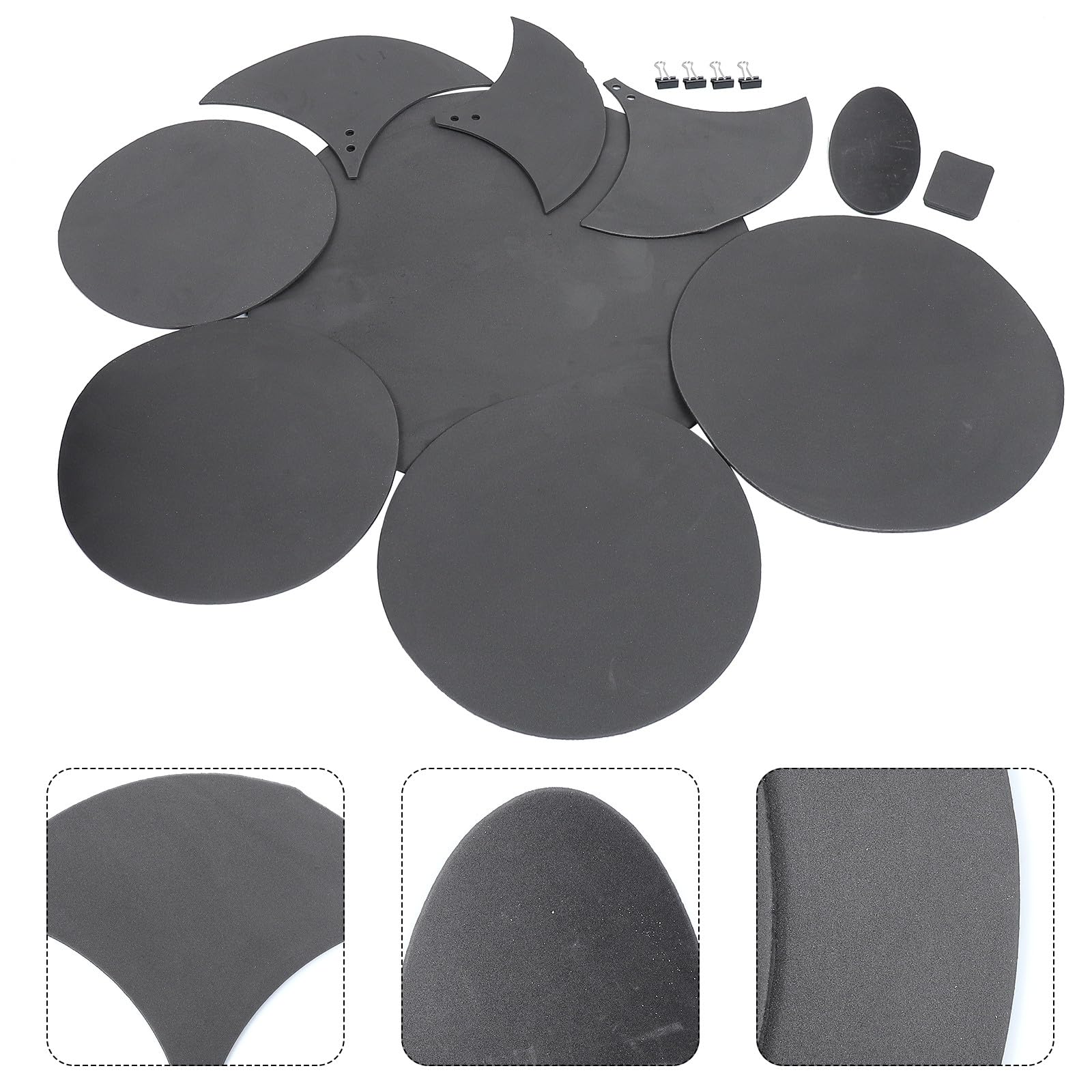 ibasenice Silent Drum Pad Kit 14-teilig Schlagzeugdämpfer Schlagzeug-dämpfer-pads Schlagzeugdämpfungspads Selbstklebende Rückseite für Schlagzeug und Becken