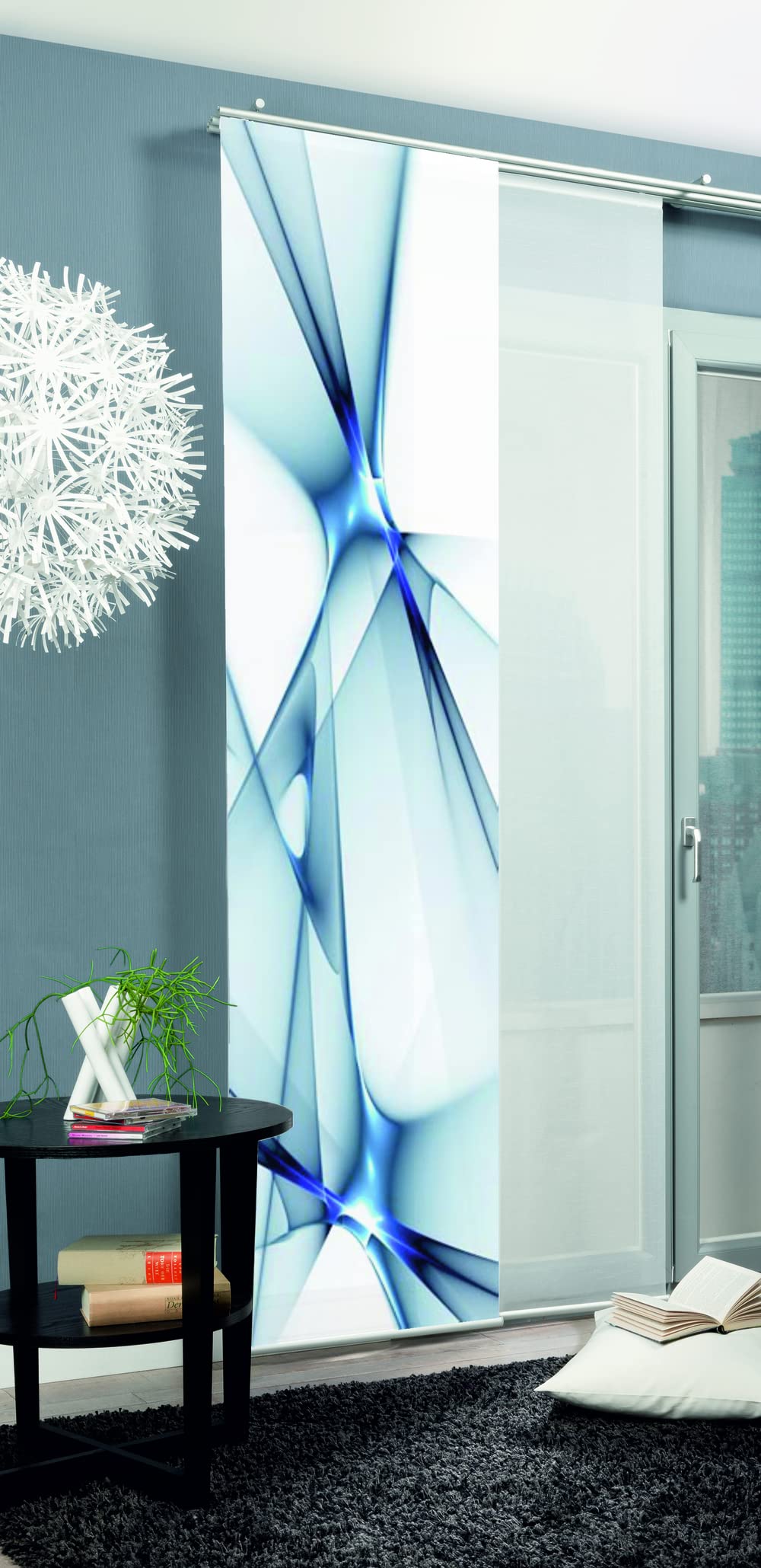 Home Fashion Flächenvorhang KINGFIELD 245x60 cm, Dekostoff, Farbe:blau, Menge:5