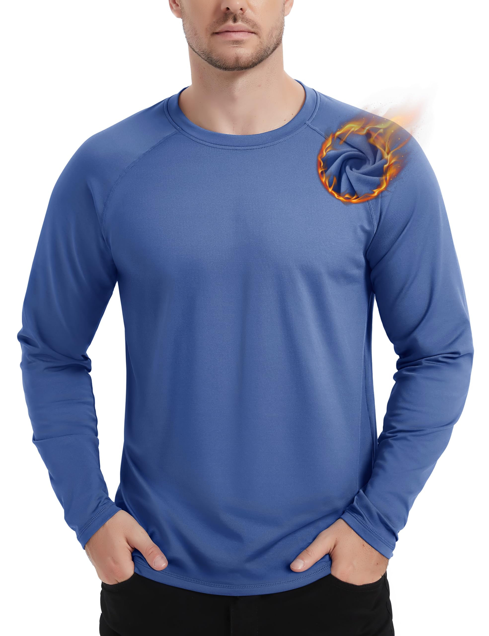 TACVASEN Men's Thermal Shirt Long Sleeve Fleece Lined Base Layer Lightweight Athletic Undershirt Winter Tops Workout