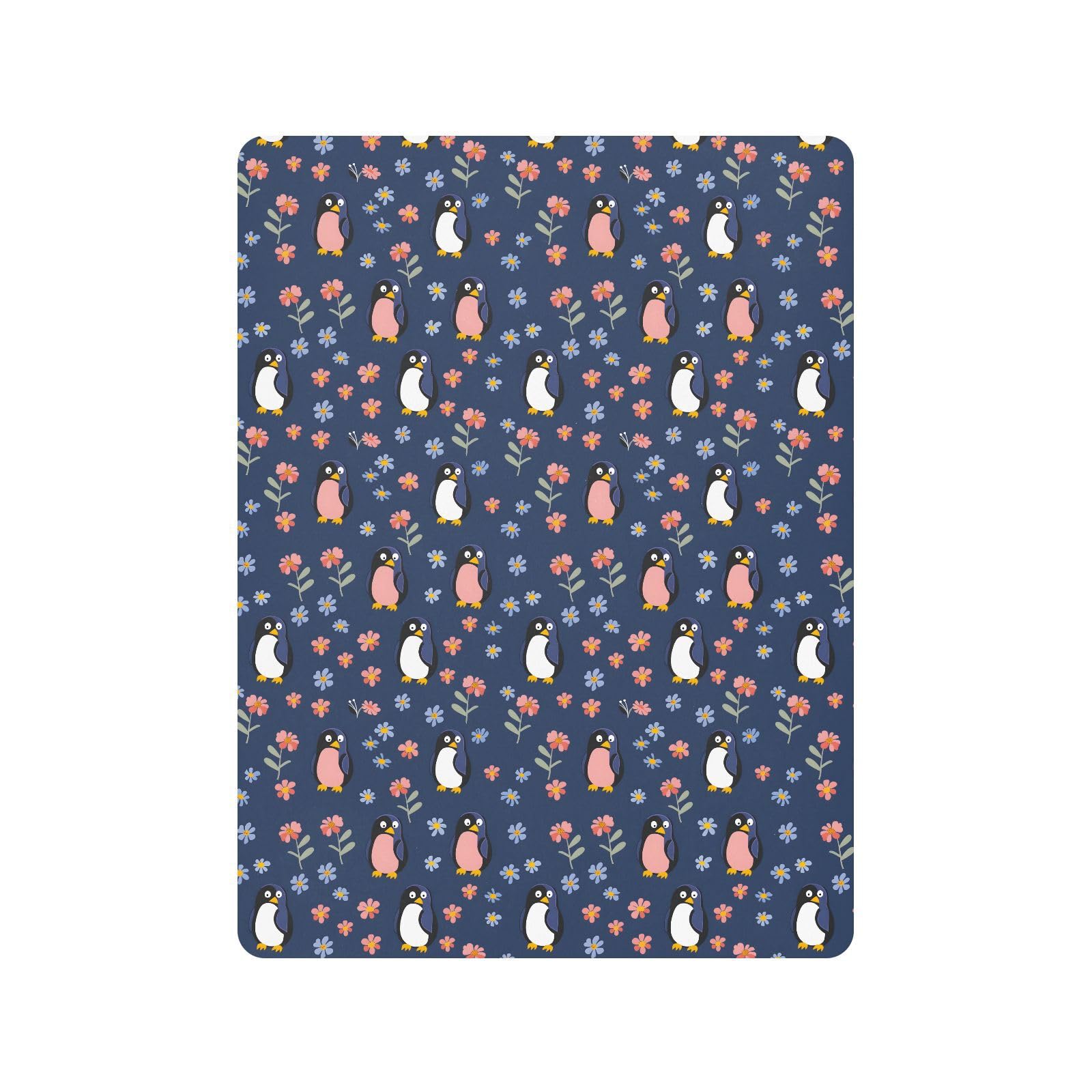 Drap-housse standard doux pour berceau de bébé garçon et fille Motif pingouin avec petite fleur 71,1 x 132,1 cm