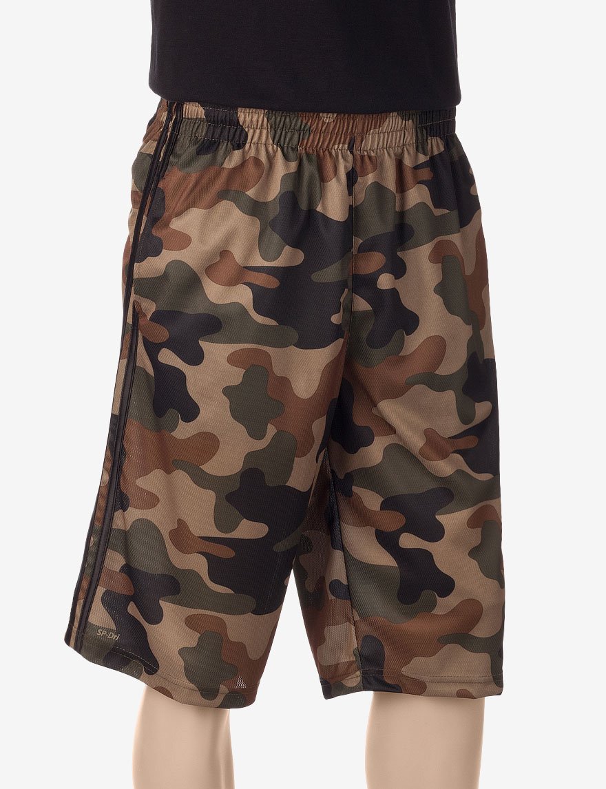 Southpole Men's Active Basketball Camo Shorts in Birds Eye Fabric and Side Details