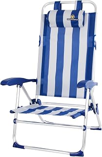CREVICOSTA QUALITY MARK MARCAS DE CALIDAD - Bio 12009 Silla de Playa Plegable con reposabrazos y 9 Posiciones (Marinera)