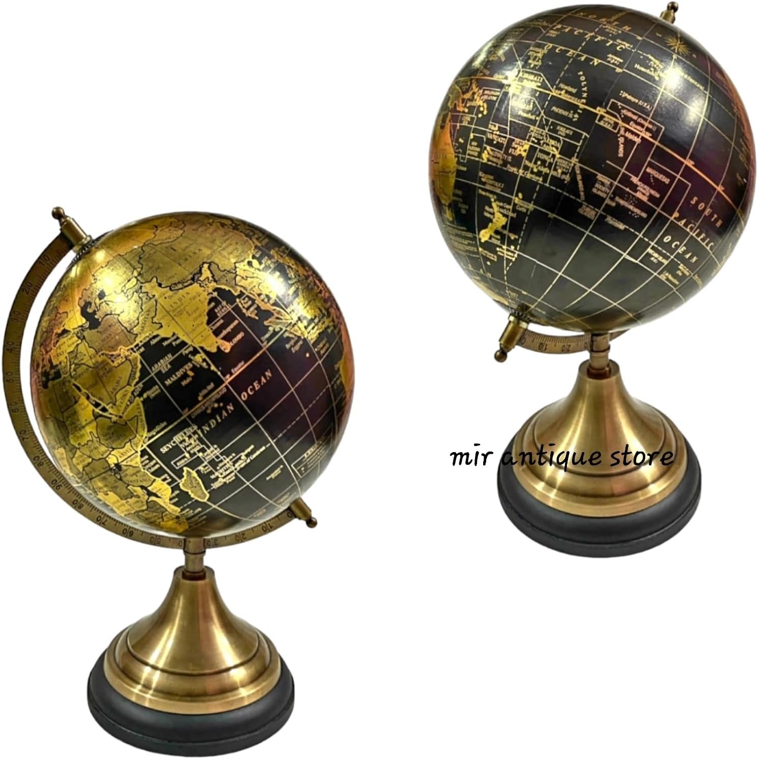 Decorative Vintage World Map Globe – Nautical Tabletop Globe with Classic Brass Finish for Home & Office Display, Perfect Gift