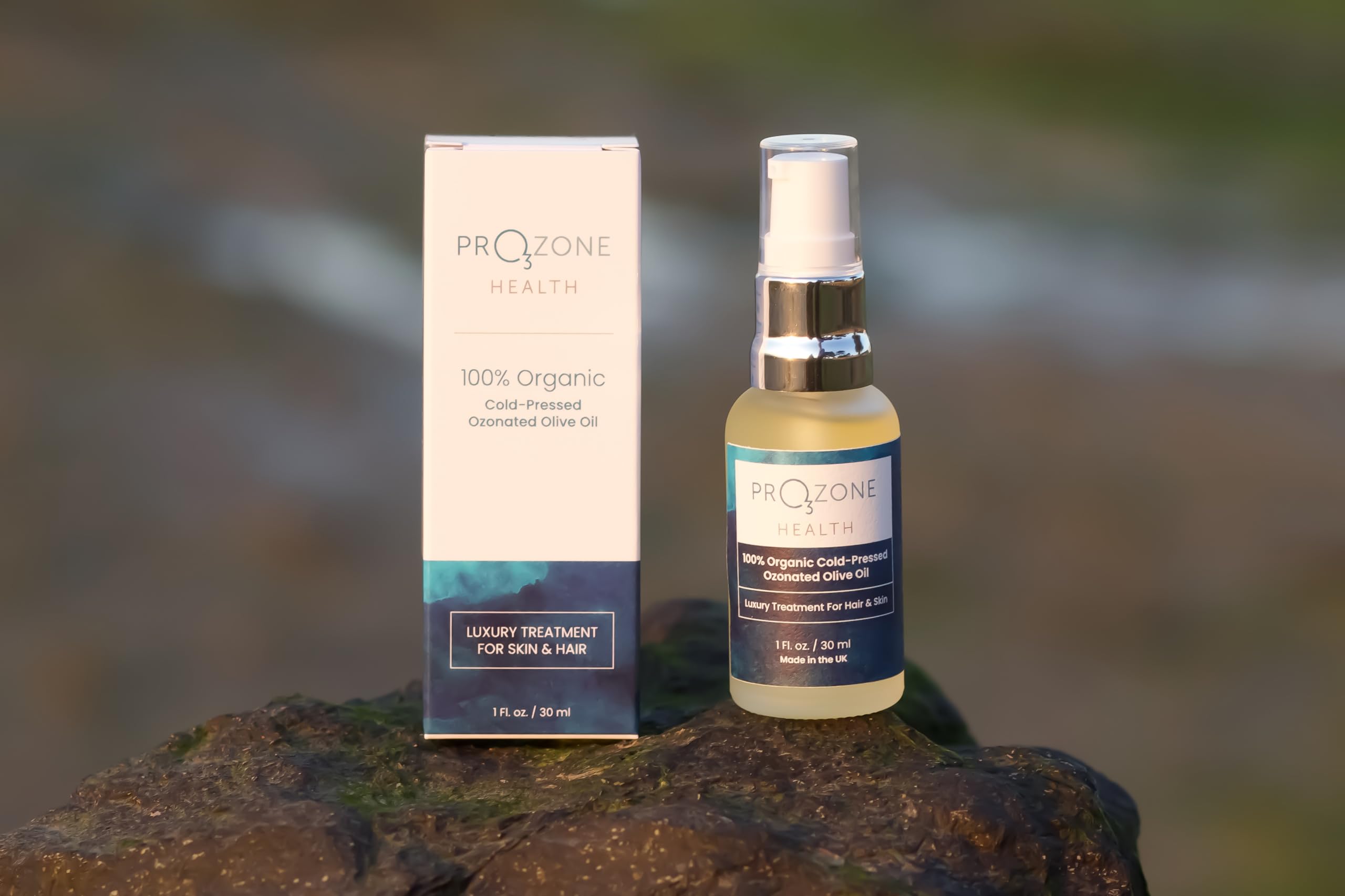 Prozone Ozonated Olive Oil 30ml (1 fl oz) - 100% Organic Cold Pressed Olive Oil, Luxury Skin & Hair Oil, Anti-Ageing Beauty Treatment