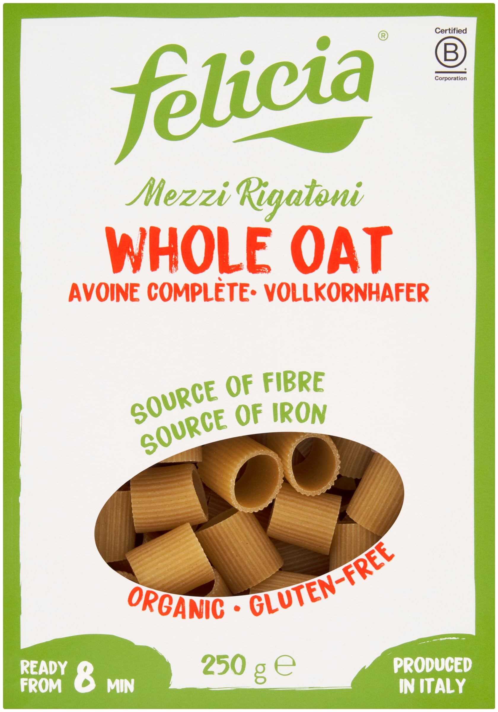 Felicia Gluten Free Organic Oat Mezzi Rigatoni Pasta 250 G