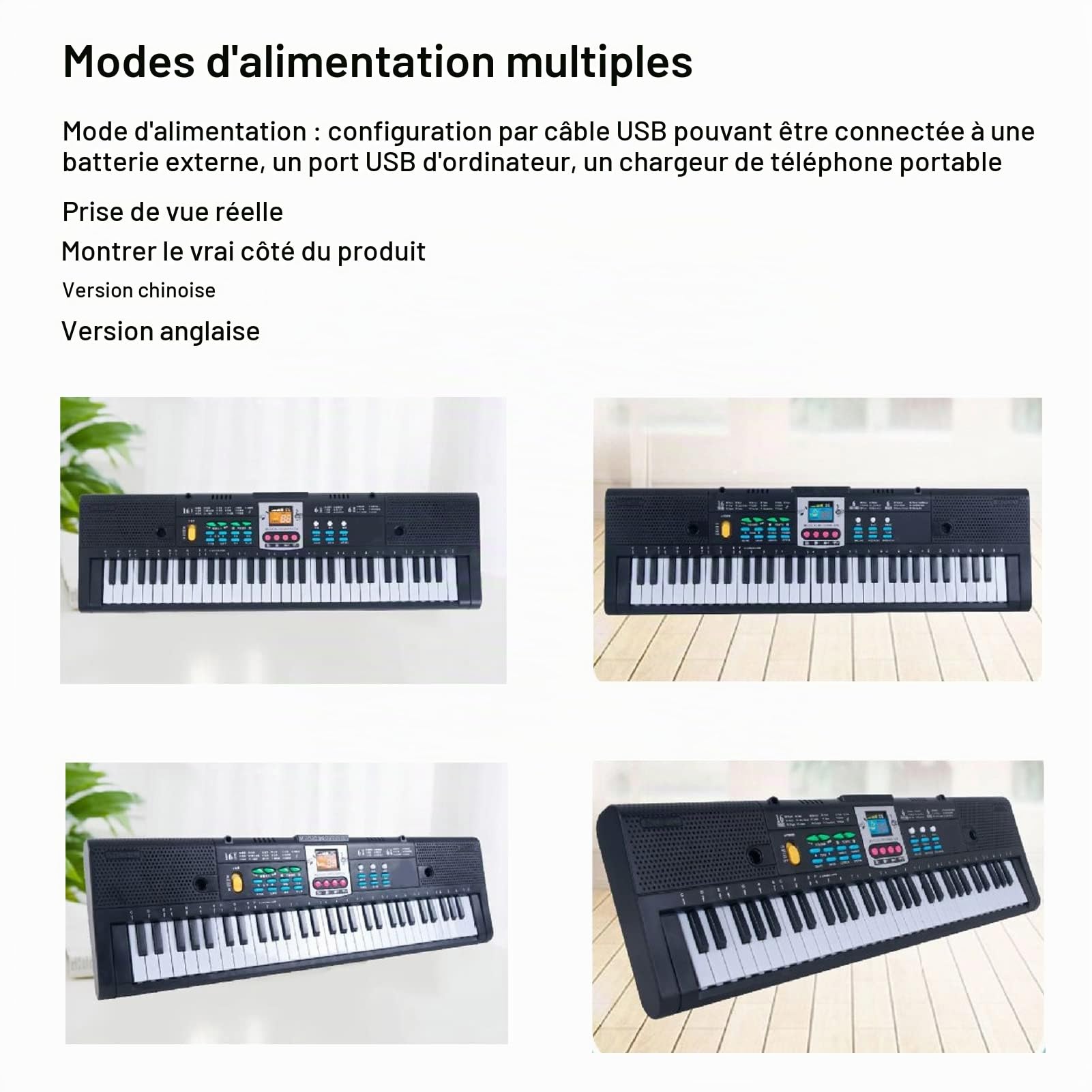 Piano électrique 61 Touches pour les Débutants avec des Caractéristiques Microphones et Polyvalentes