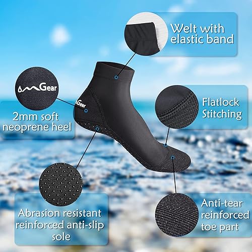 Vista 41 de OMGear Calcetines de agua a prueba de arena, calcetines de buceo de secado rápido para arena, fútbol, playa, voleibol Negro02
