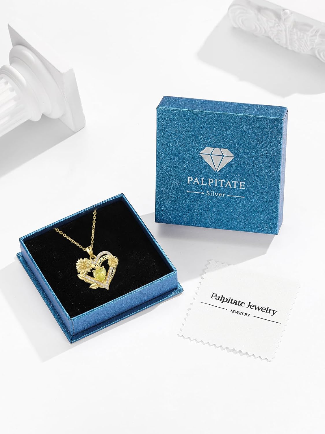 Palpitate Sunflower Necklace for Women 925 Sterling Silver Heart Pendant with Sunflower Birthday Christmas Gifts for Mom Grandma Girlfriend Friend - Image 6