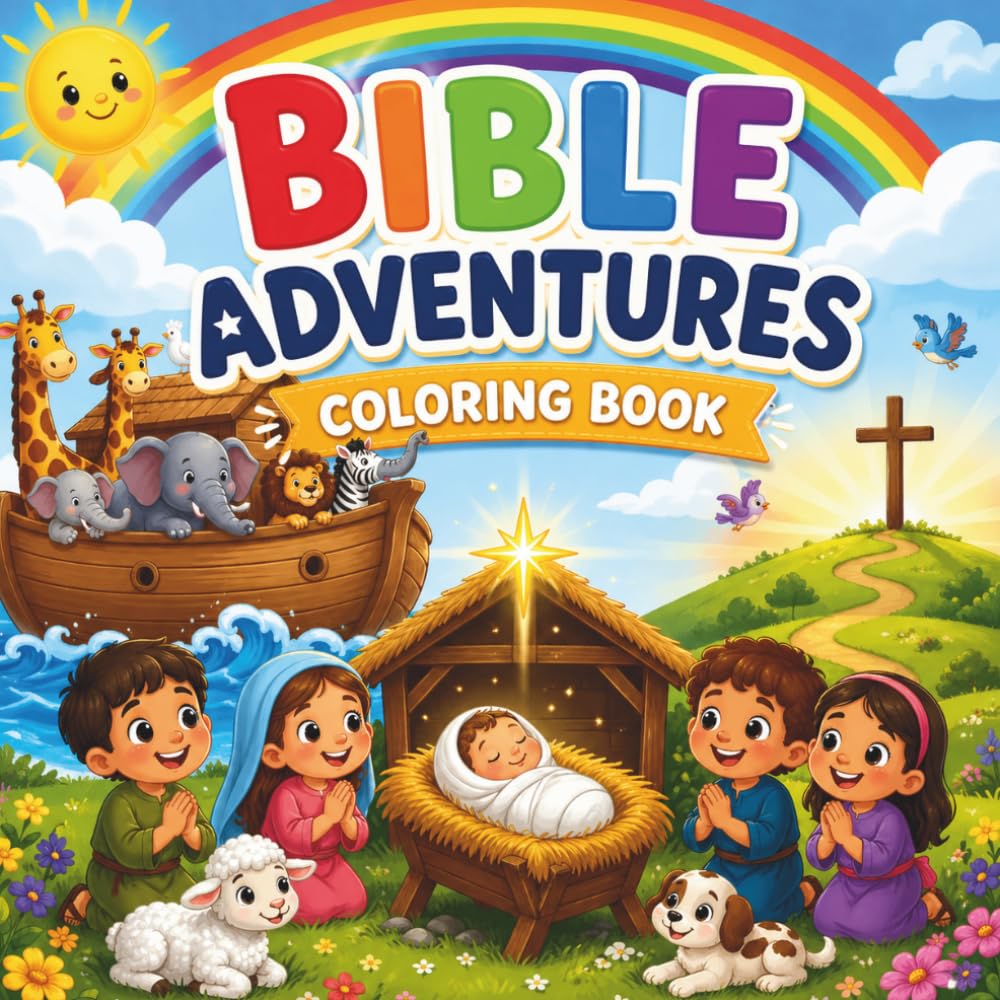 Bible Adventures Coloring Book: Fun & Easy Coloring Pages with Simple Bible Verses for Ages 3 & Up