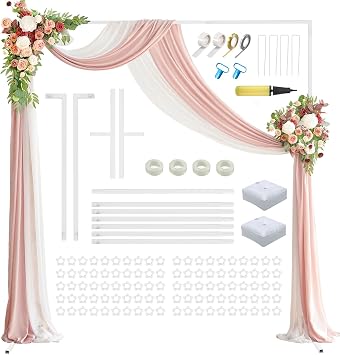 6.6FT x 6.6FT Wedding Arches for Ceremony, Square Metal Balloon Arch Stand, Wedding Arch Backdrop Stand for Wedding Birthday Parties Banquet Decorations, White