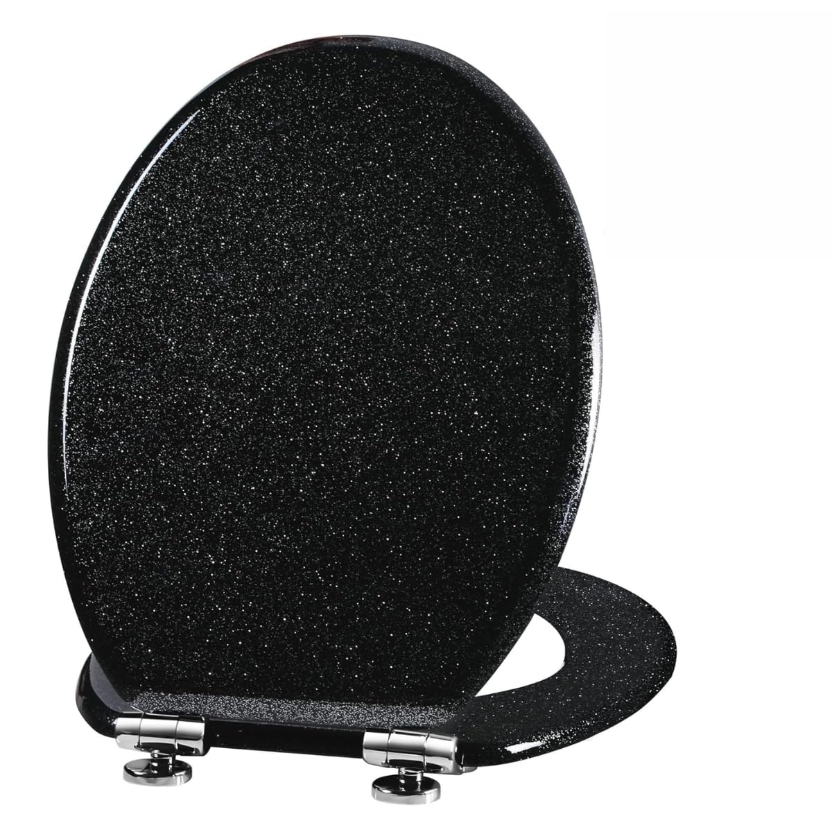Yorkshire Homeware 18" Universal Toilet Seat | Toilets Oval Seat with Hinges & Parts | MDF Glitter Coating Toilet Seat | Glittering Toilet Seats Bathroom Essential