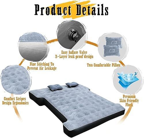 Miniatura 3 de Umbrauto Colchón de aire para cama de camión para camas cortas medianas de 6 a 6.5 pies, colchón inflable con bomba para camioneta de tamaño