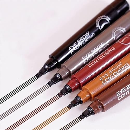 Miniatura 3 de Bolígrafo mágico y preciso para cejas impermeable, duradero e impermeable con 4 puntas de microhorquilla, crea maquillaje natural para cejas (marrón