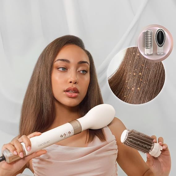 Cecotec Coanda CeramicCare Technology 14in1 AirGlam Black 1400W Heating Brush with 14 Heads Digital Motor Frizz Eliminator 3 Temperatures