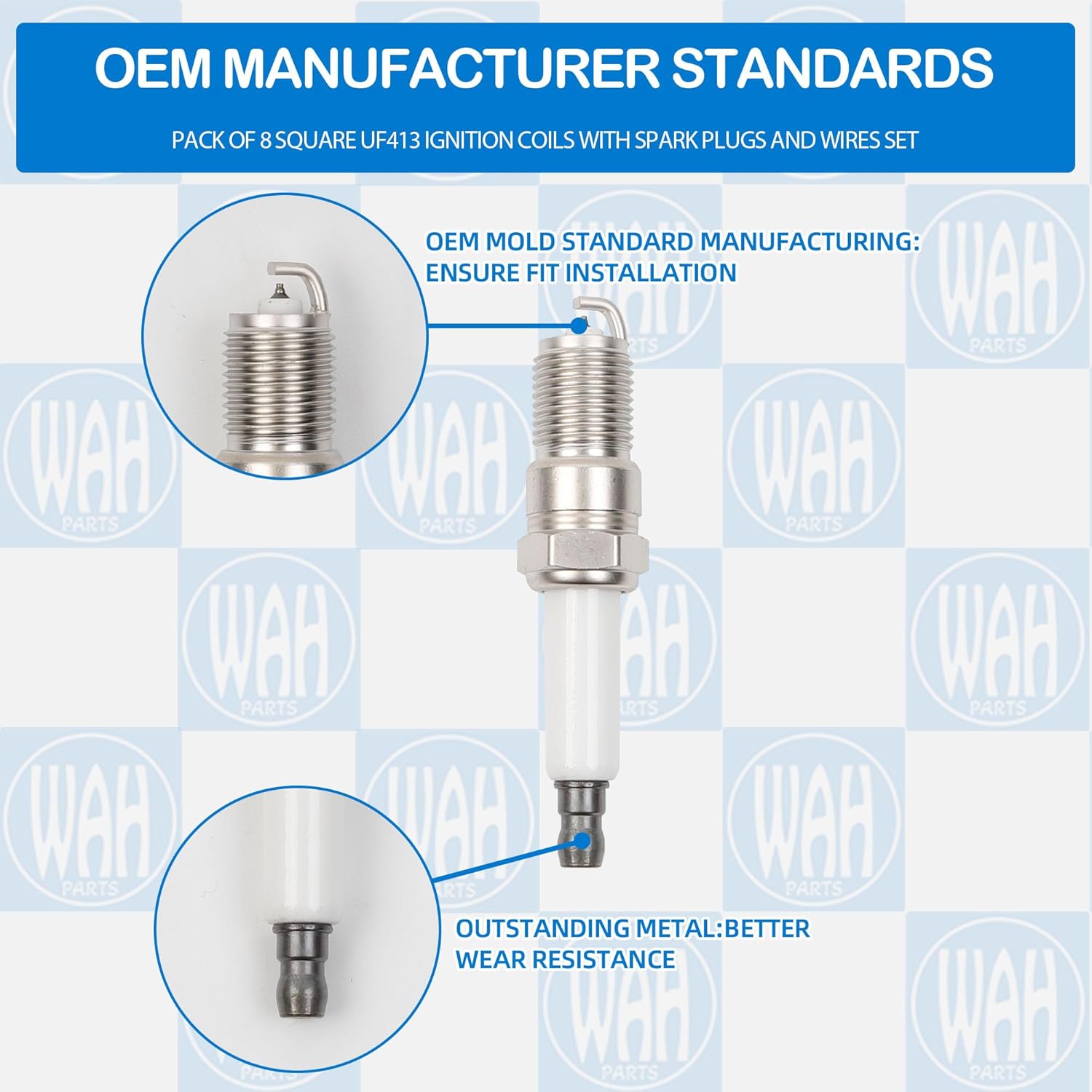 UF413 Ignition Coils Pack Compatible With GMC YUKON HUMMER H3 Chevy With Iridium Spark Plugs And Wires Set