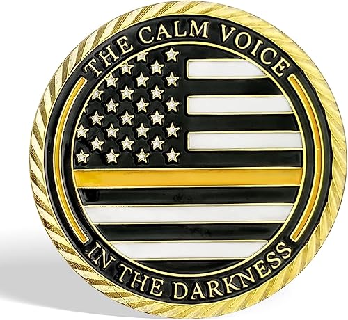 Miniatura 5 de Thin Gold Line Challenge Coin Despachador de emergencia para regalo de socorristas