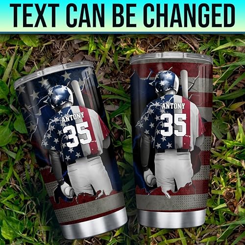 Miniatura 2 de winorax Vaso de béisbol personalizado de acero inoxidable de 20 onzas, 30 onzas, taza aislada con tapa, taza de viaje, regalos de béisbol de