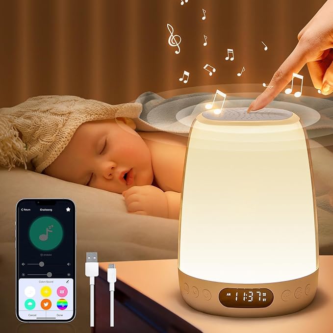 One Fire Sound Machine Baby Night Light for Kids, 48 RGB Colors Smart ...