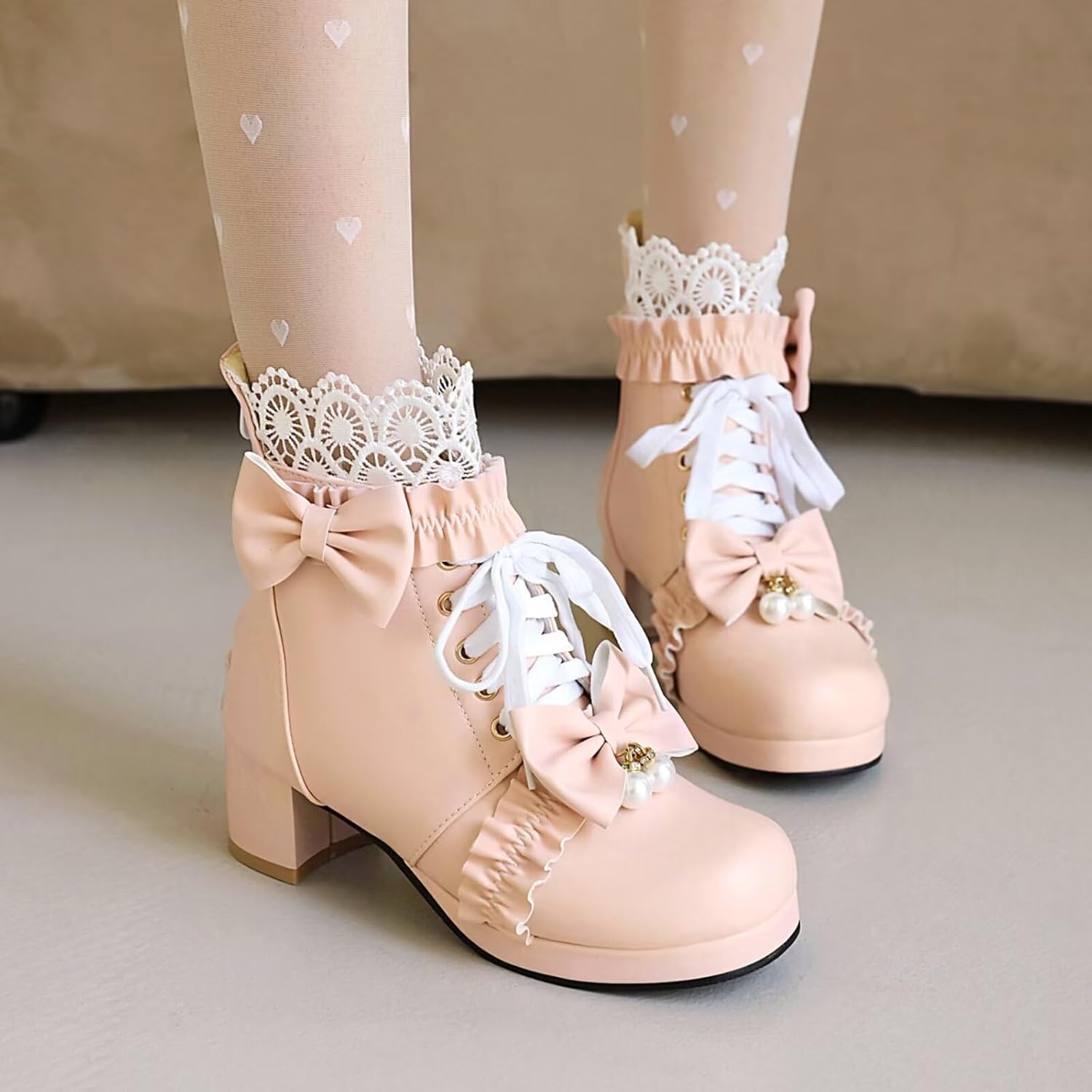 Goth Platform Boots Chunky High Heels Ankle Boots Lace Buckle Gothic Cosplay Booties Zipper Punk Shoes